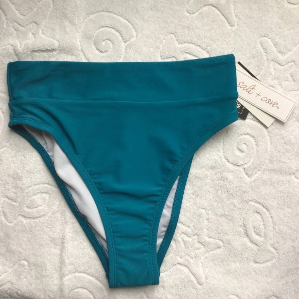 Salt + Cove Teal High Waist Bikini Bottom - Size XS